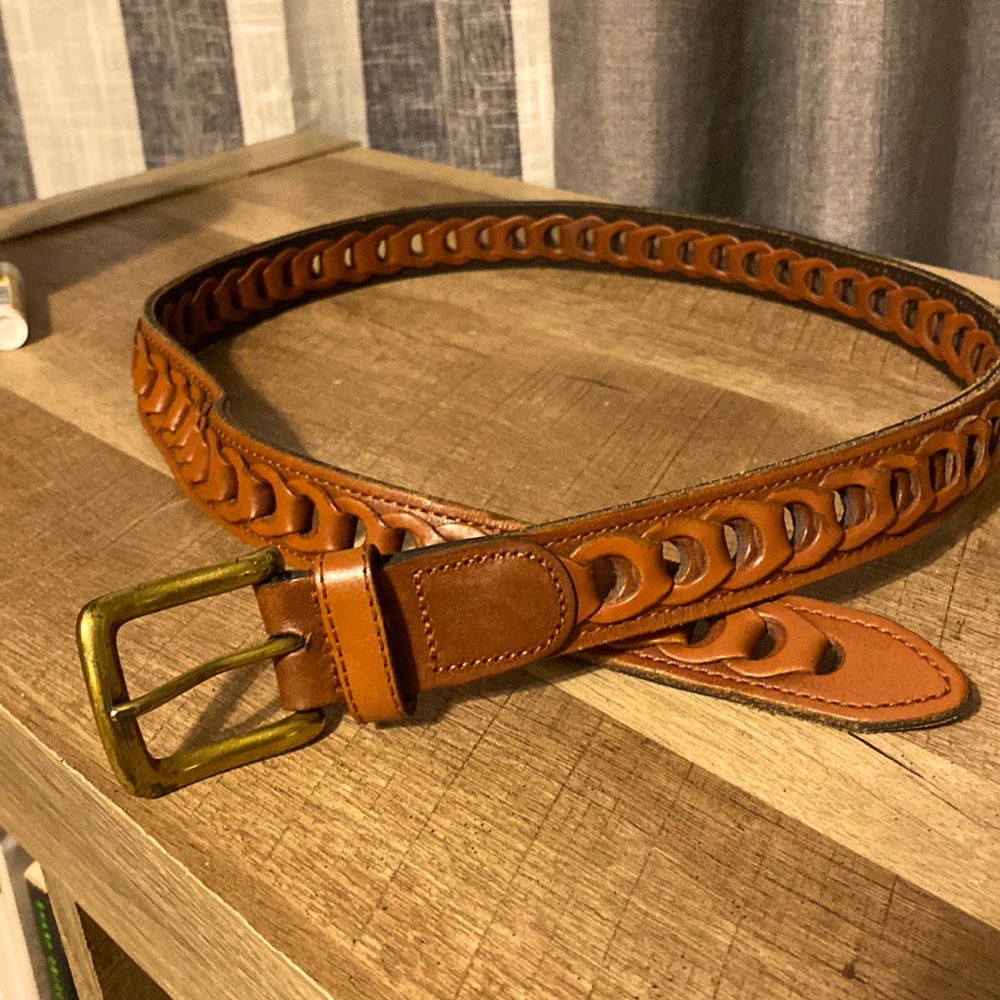 Brown genuine leather belt- adjustable sizing to fit many!